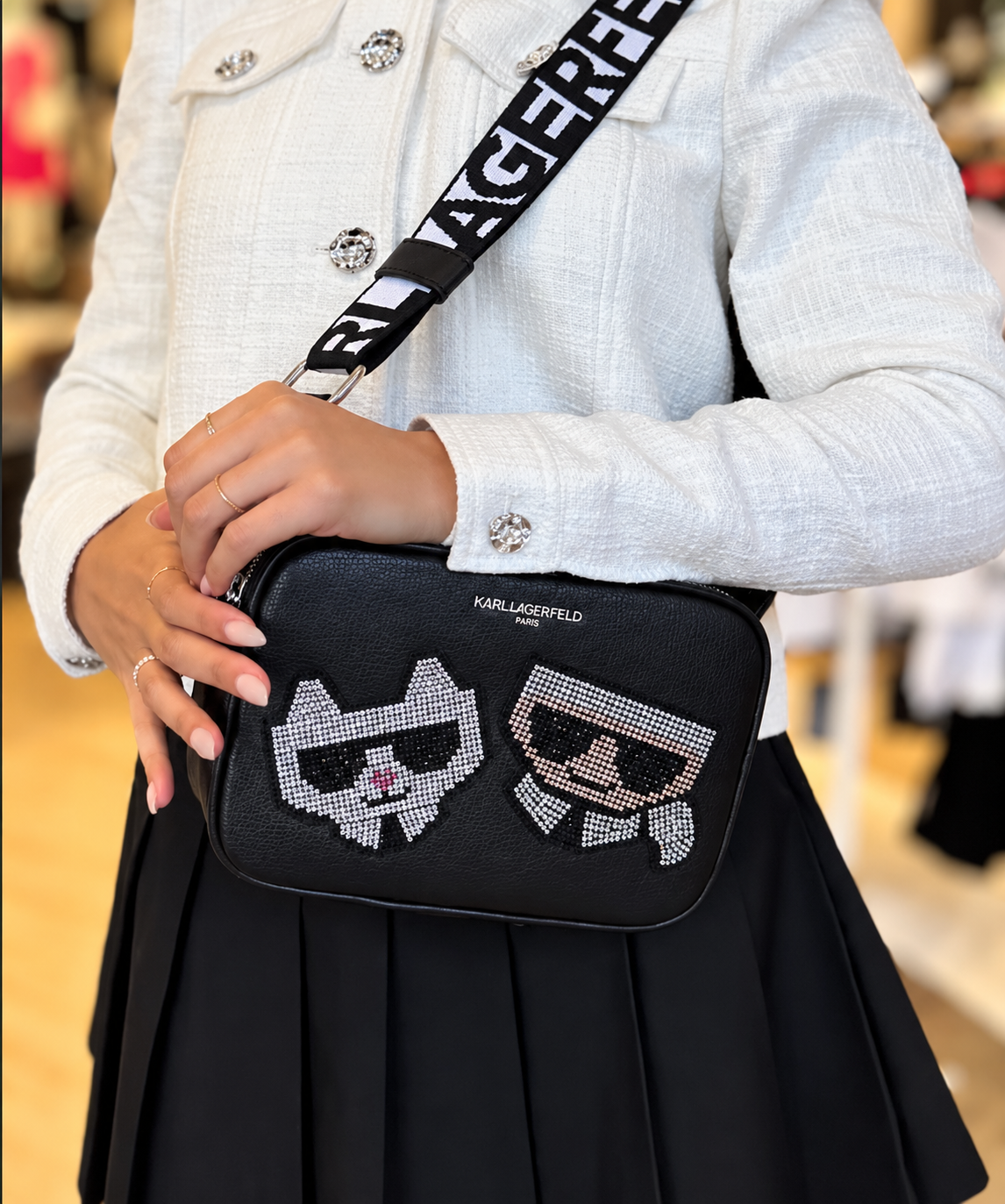 Bandolera Maybelle Karl Lagerfeld Duo con Pedrería - Imagen 3